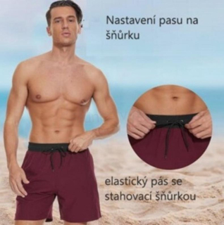 Pánské plavky Arcweg – 2v1 s kompresní podšívkou, bordo (XL / EU 42–44) (K415)