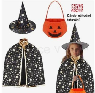 Dětský čaroděj kostým s kloboukem věk 3 - 12 let (W215)