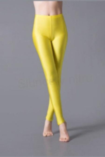 Lesklé dlouhé legíny žluté – velikost XL (K428)