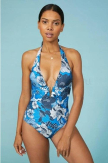 Dámské jednodílné plavky květy vel. 46 (K429)