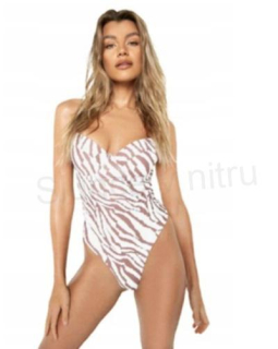 Dámské jednodílné plavky Boohoo – zvířecí vzor, výstřih do V (46 / 2XL–3XL) (K430)