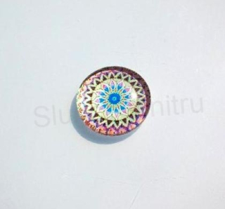Kabošon kulatý - sklo 25 mm Mandala (AD173)