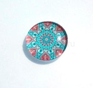 Kabošon kulatý - sklo 25 mm Mandala  (AD179)