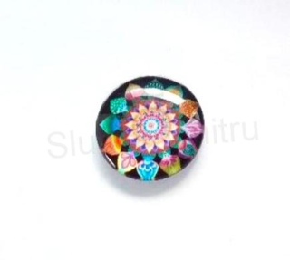 Kabošon kulatý - sklo 25 mm Mandala (AD194)