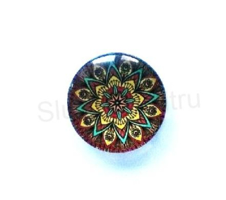 Kabošon kulatý - sklo 25 mm Mandala (AD230)