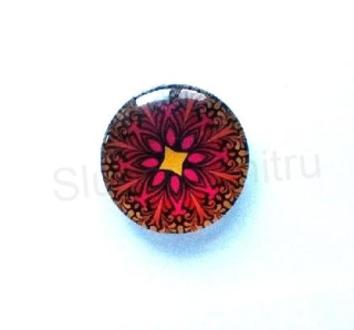 Kabošon kulatý - sklo 25 mm Mandala (AD238)