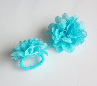Gumička do vlasů s kytičkou Světle modrá (H565)