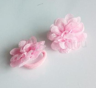Gumička do vlasů s kytičkou Růžová světlá (H567)