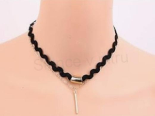 Náhrdelník choker krajkový s ozdobami (BD858)