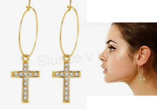 Náušnice kroužky křížek (BB793)