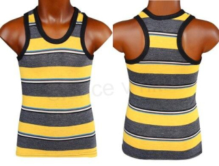 Sportovní tílko dětské žluté pruhované vel. 110-116 (W224)