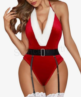 Sexy vánoční prádlo - kostým, body s podvazky vel. S (K481)