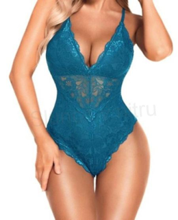 Dámské tyrkysové jednodílné spodní krajkové prádlo vel. XL (K500)