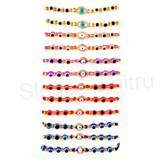 Šňůrkový náramek na ruku Swarovski elements oko s korálky oka (BC581)