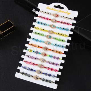 Šňůrkový náramek na ruku Swarovski elements ruka Fatimy - hamsa s okem (BC582)