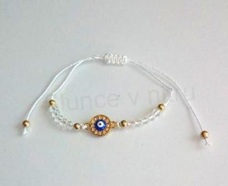 Šňůrkový náramek na ruku Swarovski elements se swarovski korálky bílý oko (BC584)