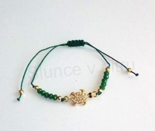 Šňůrkový náramek na ruku Swarovski elements se swarovski korálky zelený želva (BC584)
