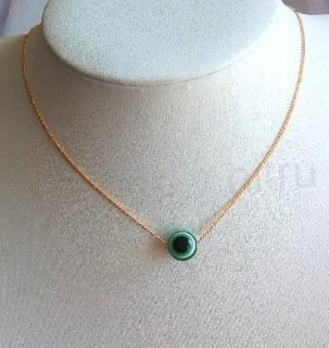 Řetízkový náhrdelník se zeleným okem 10 mm (BD863)