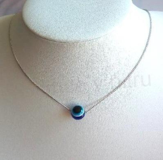 Řetízkový náhrdelník s modrým okem 10 mm (BD868)