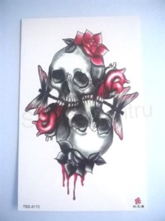 Voděodolné, dočasné tetovaní Lebka, skull (E930)