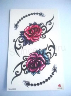 Voděodolné, dočasné tetovaní růže s korálky (E940)