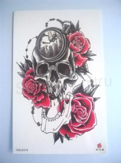 Voděodolné, dočasné tetovaní lebka, skull (E946)