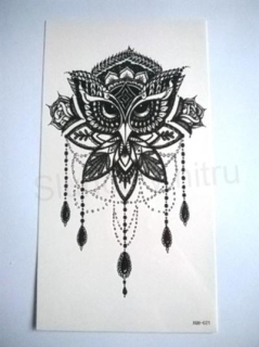 Voděodolné, dočasné tetovaní lotosový květ, sova (E952)