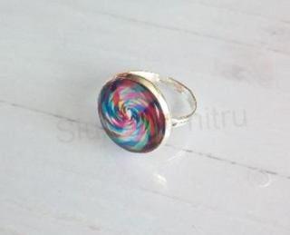 Nastavitelný prsten duhová mandala - 18 mm (BP446)