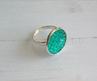 Nastavitelný prsten kamínkový tyrkysový modrý - 18 mm (BP454)