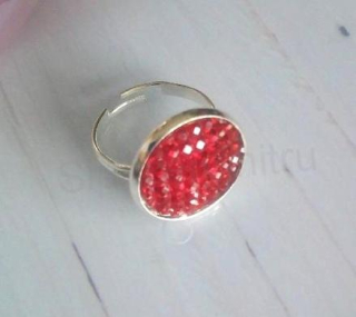 Nastavitelný prsten kamínkový červený - 18 mm (BP458)
