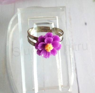 Jemný nastavitelný prstýnek fialová kytička (BP464)