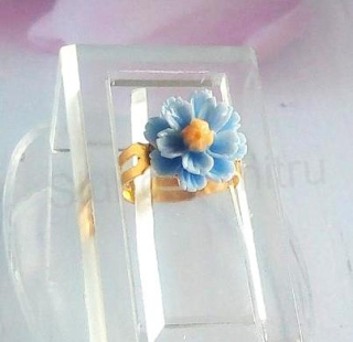 Jemný nastavitelný prstýnek světle modrý kytička (BP466)