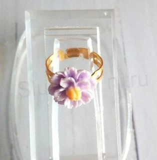 Jemný nastavitelný prstýnek světle fialová kytička (BP468)