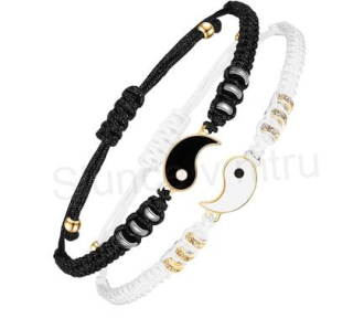 Nastavitelné 2 náramky Jin Jang zlatý (BC587)