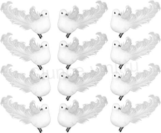 Ozdoba, dekorace holubice, ptáček na clipu (H600)