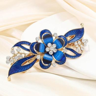 Vellká květinová spona do vlasů Claw Clip, osázená štrasovými kamínky (H607)