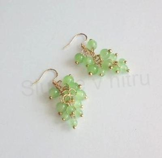 Minerální jadeit náušnice hrozen, víno (X1846)