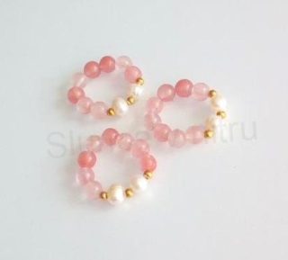 Minerální prsten říční perla, melounový křemen (X1847)