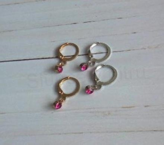 Visací náušnice kroužky s kamínky zlaté, stříbrné (BB841)