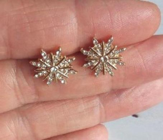 Puzetové náušnice vločky s kamínky (BB843)