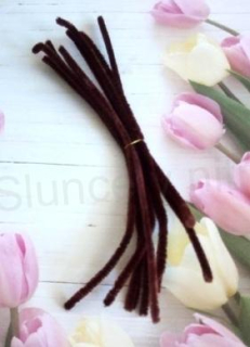 Žinilkový chlupatý hnědý drátek 30 cm - 10 kusů (V196)