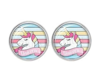 Dívčí náušnice klipsny Jednorožec z nerez oceli (BB850)