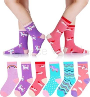 Dívčí veselé bavlněné ponožky jednorožec velikost 25 - 28 (W226)