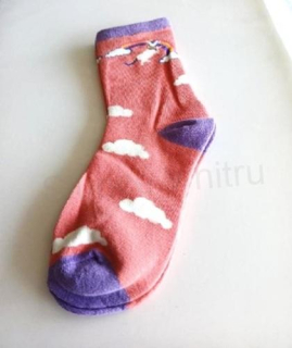 Dívčí veselé bavlněné ponožky jednorožec velikost 33 - 37 růžové (W228)