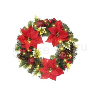 Vánoční věněc s 30 LED světly 51 cm (E967)