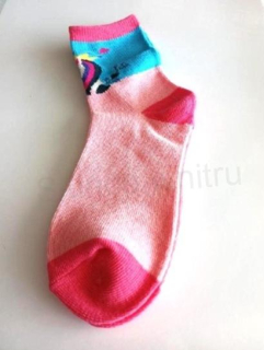 Dívčí veselé bavlněné ponožky jednorožec velikost 33 až 37 růžové (W229)