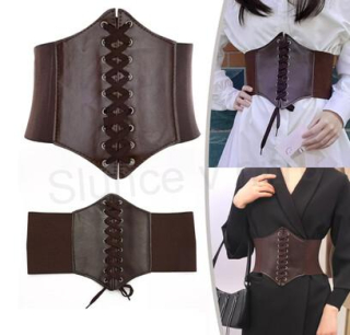 Gotický kožený korzet hnědý délka složený 76 cm (K527)