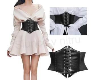 Gotický kožený korzet černý délka složený 82 cm (K529)