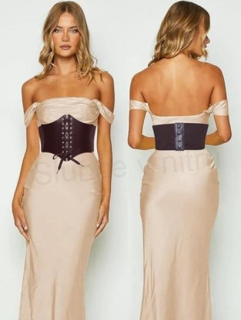 Gotický kožený korzet s druky hnědý délka složený 32 cm (K530)