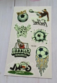 Voděodolné, dočasné luminus tetovaní Fotbal číslo 6 (E968)